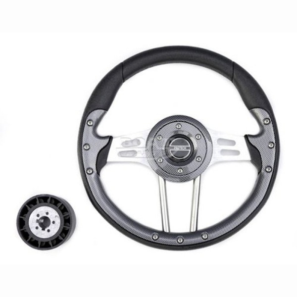Рулевое колесо Pretech HD-5166F 330мм, PU, спицы серебро, карбон