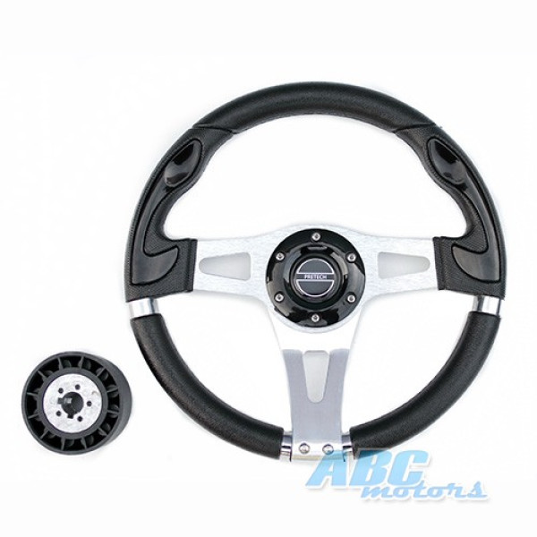 Рулевое колесо Pretech HD-5181 330мм, PU, спицы серебро, черный