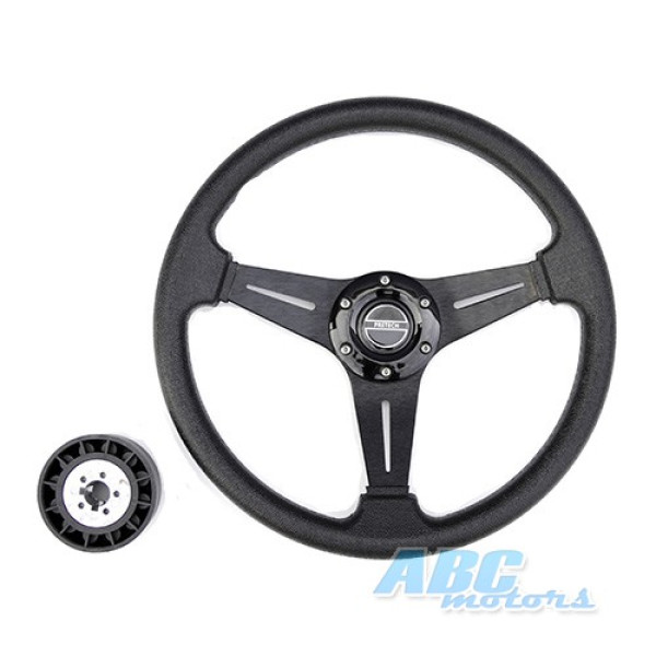 Руль Pretech HD-5125D 350мм, PU, спицы черные, черный