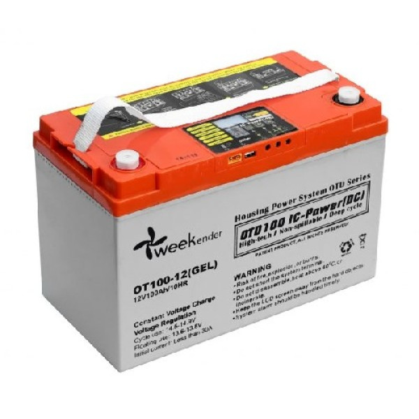 Гелевый аккумулятор Weekender 100Ah 12V с дисплеем, контролером и функцией LVD
