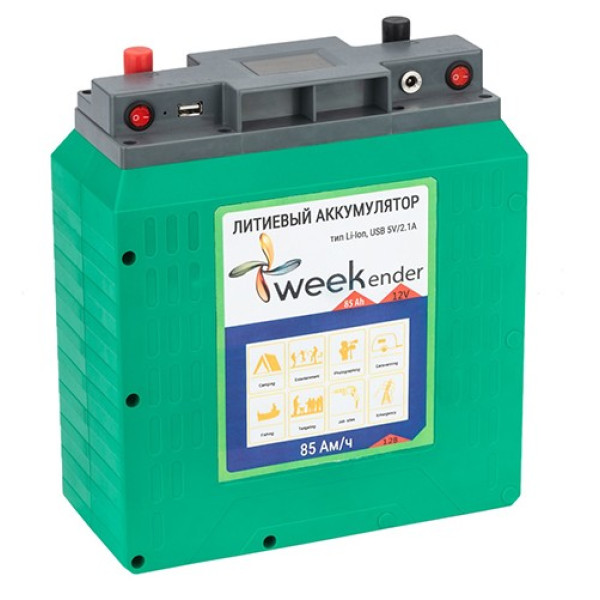 Литий-ионный аккумулятор Weekender 85Ah 12V с USB, дисплеем и зарядным устройством