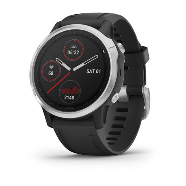 Смарт-годинник Garmin fenix 6S срібний з чорним ремінцем