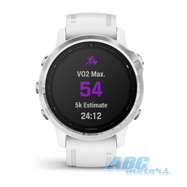 Смарт-часы Garmin fenix 6S серебристые с белым ремешком