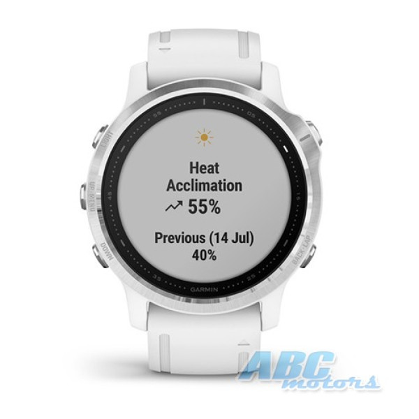 Смарт-часы Garmin fenix 6S серебристые с белым ремешком