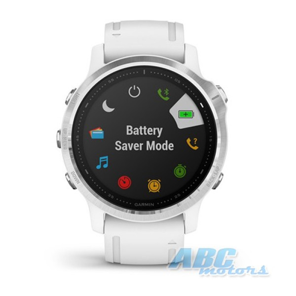 Смарт-часы Garmin fenix 6S серебристые с белым ремешком