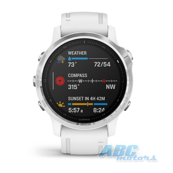 Смарт-часы Garmin fenix 6S серебристые с белым ремешком