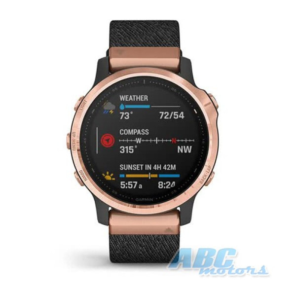 Смарт-часы Garmin fenix 6S Sapphire розовое золото с черным плетенным ремешком
