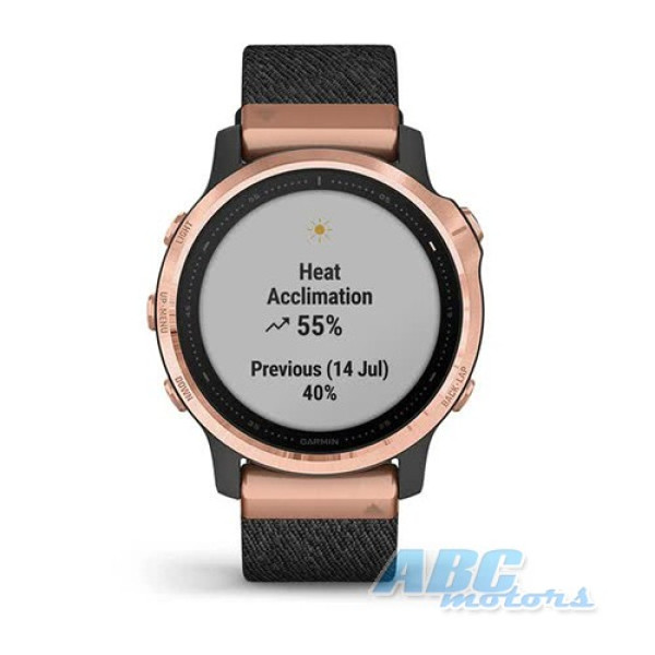 Смарт-часы Garmin fenix 6S Sapphire розовое золото с черным плетенным ремешком