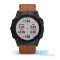 Смарт-часы Garmin fenix 6X Sapphire черные DLC с каштановым кожаным ремешком