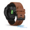 Смарт-часы Garmin fenix 6X Sapphire черные DLC с каштановым кожаным ремешком