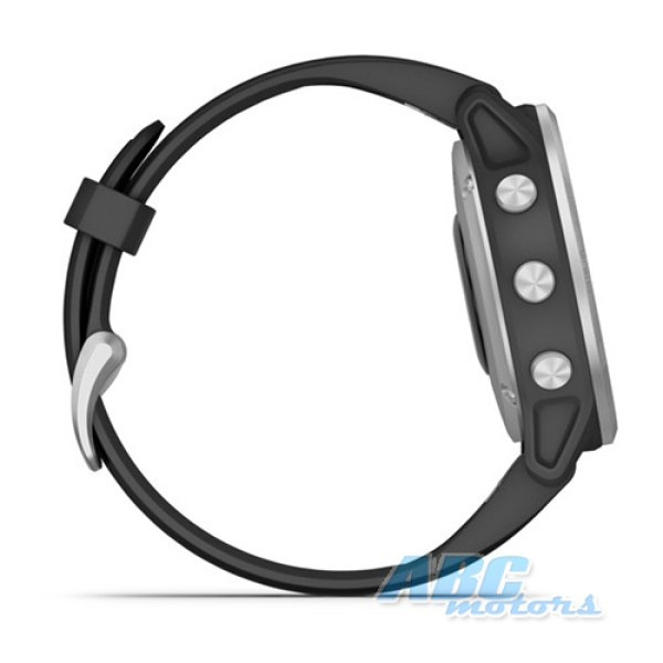 Смарт-часы Garmin fenix 6S Solar серебристые с черным ремешком