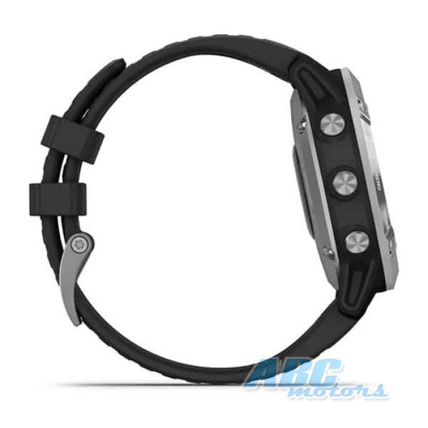 Смарт-часы Garmin fenix 6 Solar серебристые с черным ремешком