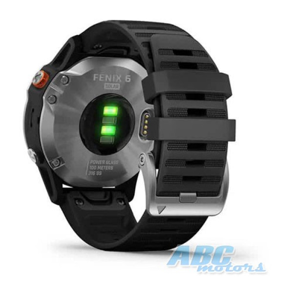 Смарт-часы Garmin fenix 6 Solar серебристые с черным ремешком