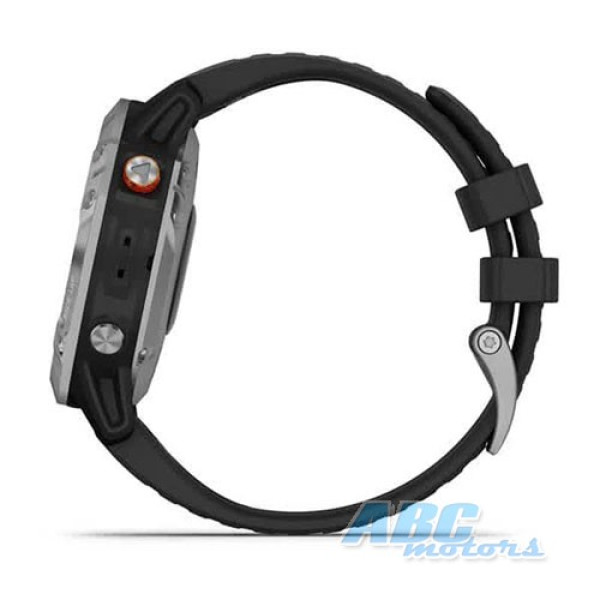Смарт-часы Garmin fenix 6 Solar серебристые с черным ремешком