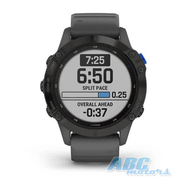 Смарт-годинник Garmin fenix 6 Pro Solar чорні з сірим ремінцем