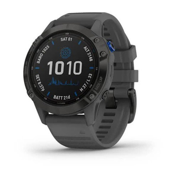 Смарт-годинник Garmin fenix 6 Pro Solar чорні з сірим ремінцем