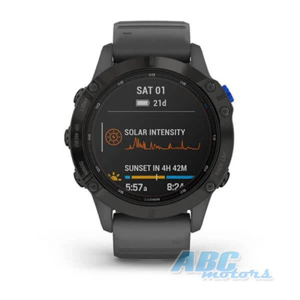 Смарт-годинник Garmin fenix 6 Pro Solar чорні з сірим ремінцем